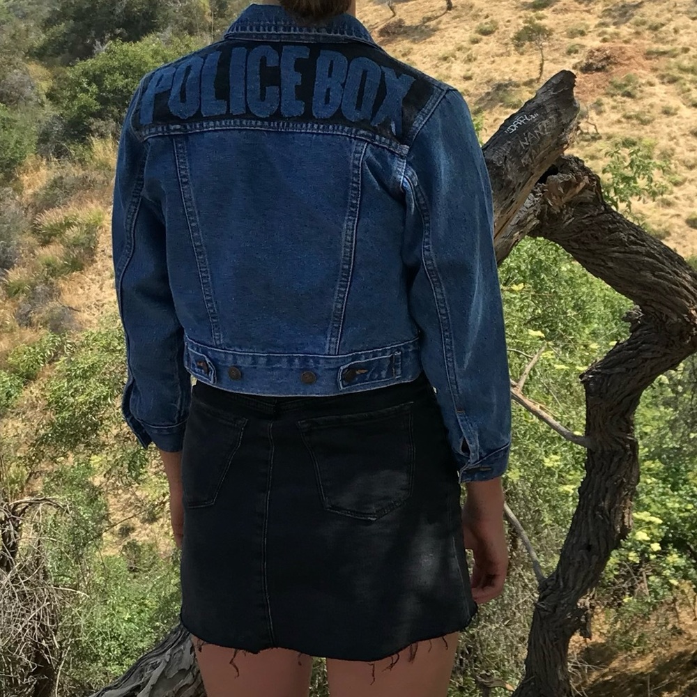 Classic Blue Denim Jacket Doctor Who Police Box